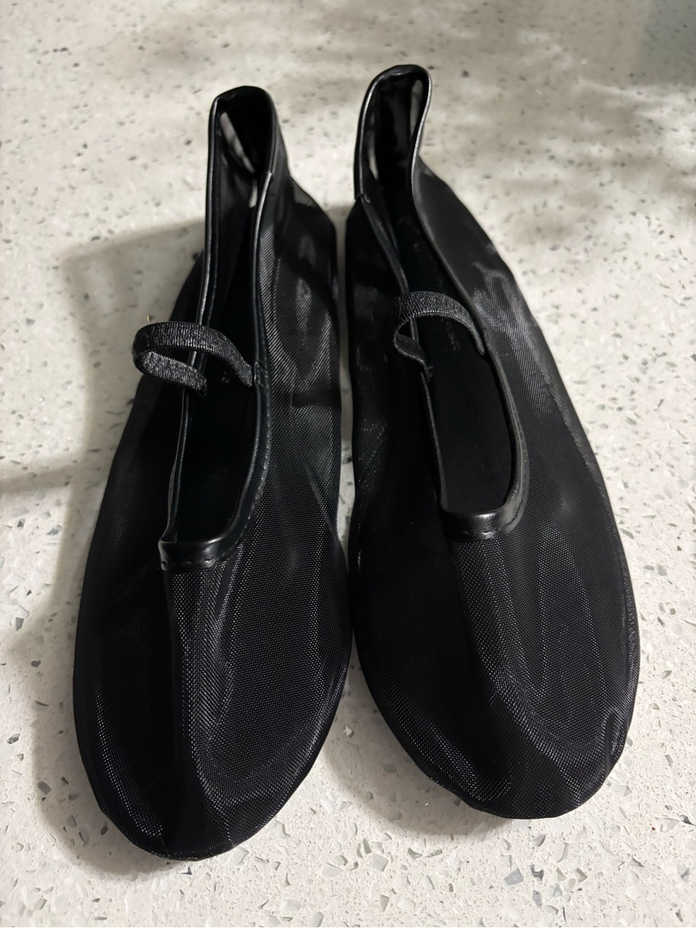 Wild Diva Mesh Black Ballet Flats with Elastic Strap New